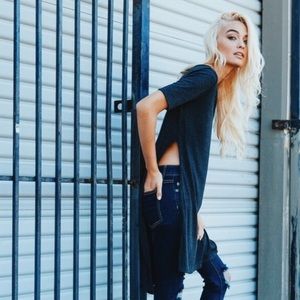 LF Emma and Sam split high low shirt tee